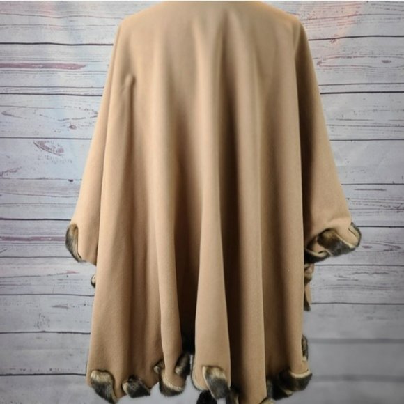 Fabulous Furs Faux Fur Trimmed Cape - Picture 3 of 3